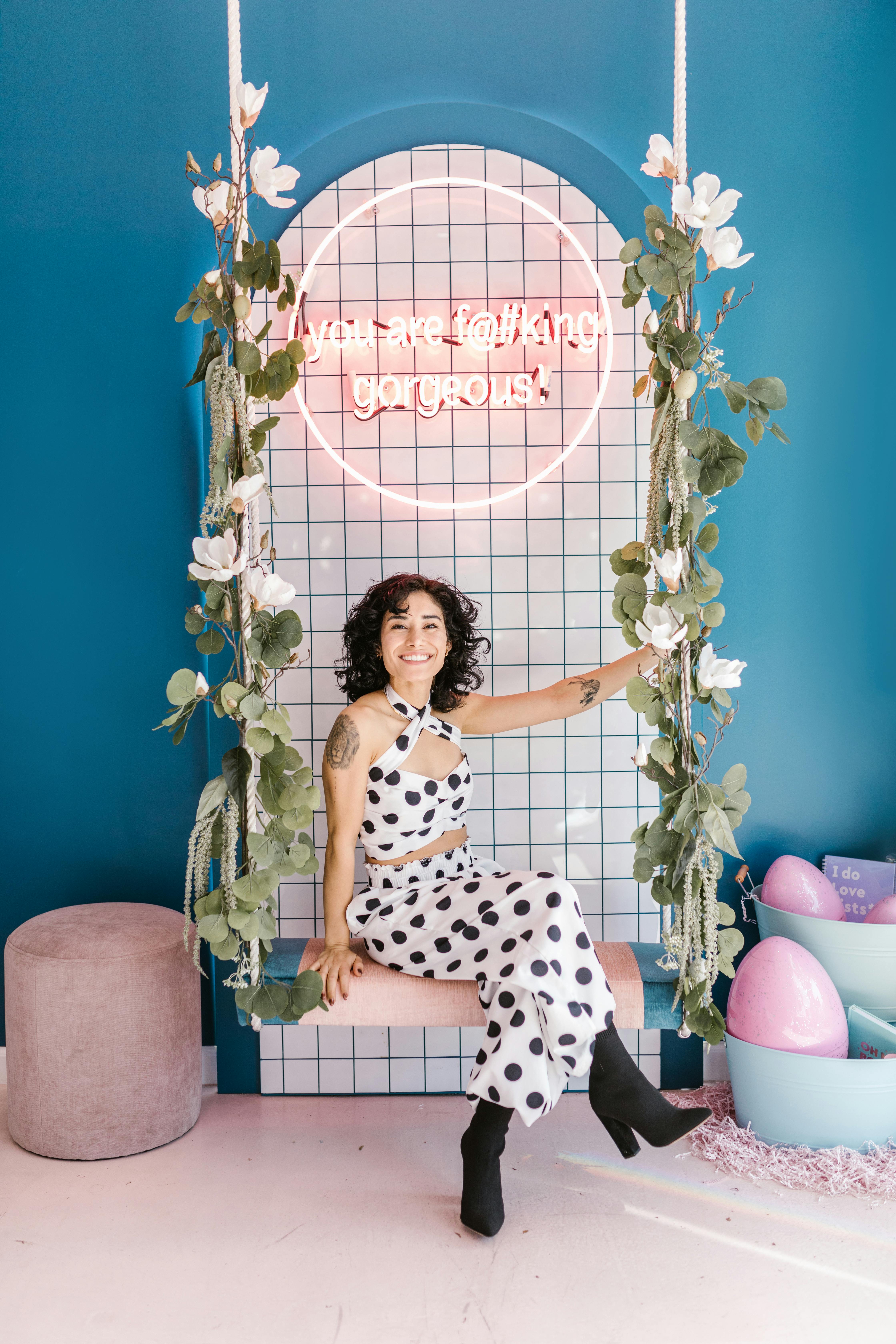 polka-dot crop top and skirt